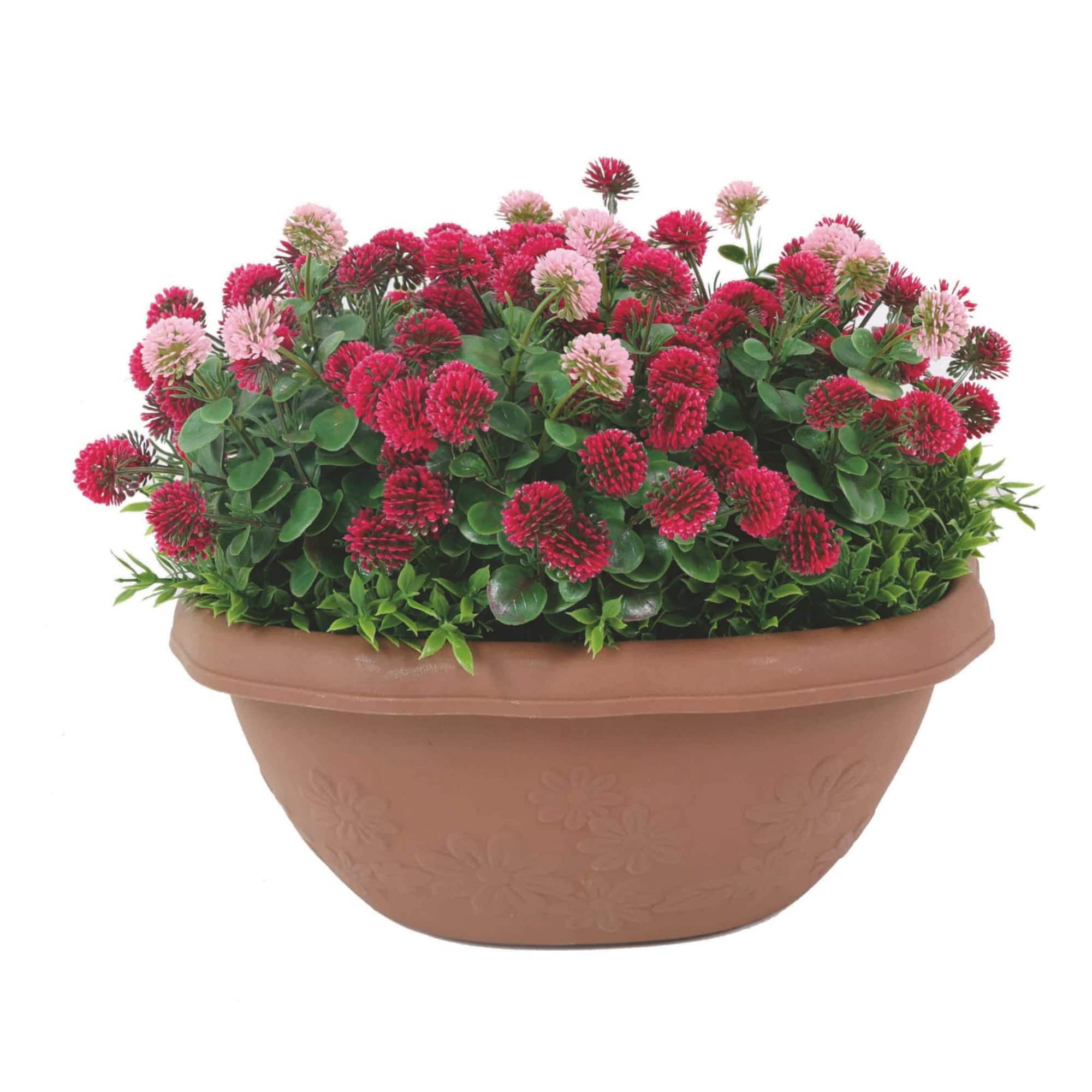 12" Faux Flowers in Hanging Basket